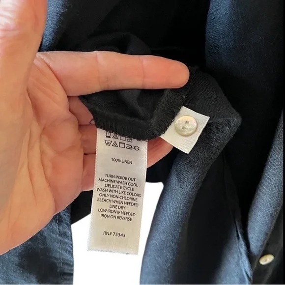 Sigrid Olsen Black Linen Button Shirt Size 3X - Picture 8 of 8